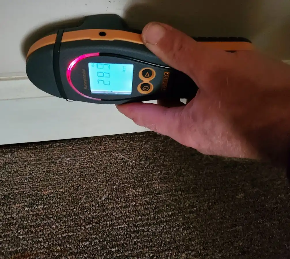 Moisture detection at baseboard during Mold Inspection & Testing in Ocean City